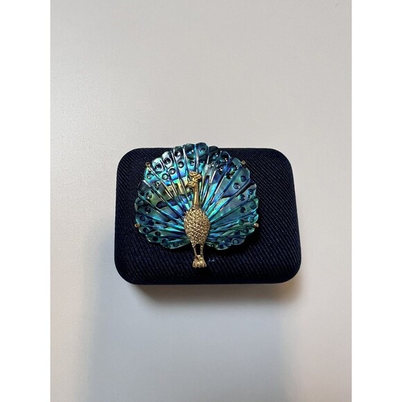 22ct Gold Plated Peacock Shell Brooch Ariki Paua New Zealand - Picture 2 of 4